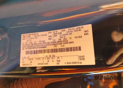 2018 Ford F-150 Xlt z USA, uszkodzony, nr VIN 1FTEW1EP4JFD94889